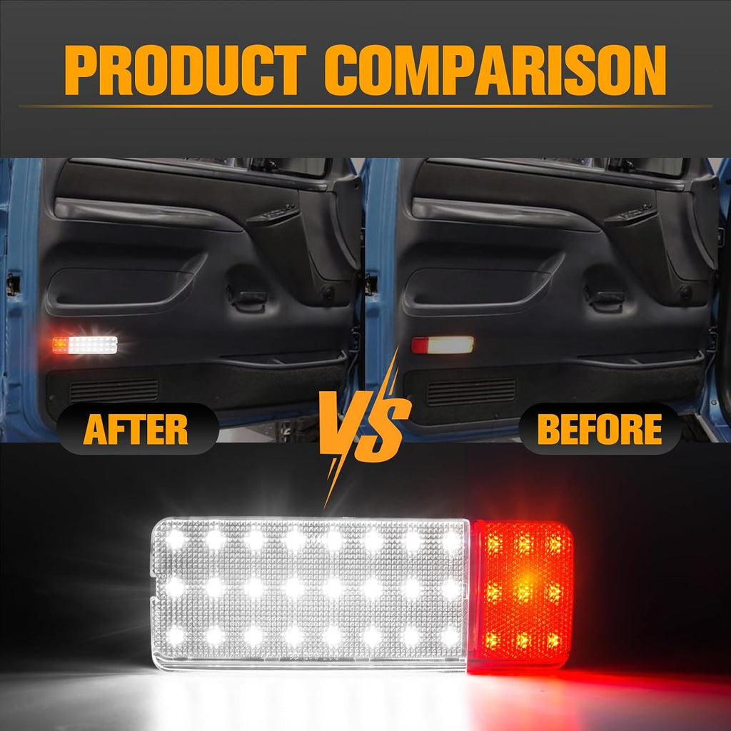 GemPro LED Interior Door Pannel Lights for 1992-1996 Ford F150 F250 Bronco, 92-97 F350 Door Reflector Courtesy Lamps 2PCS (Red&White)