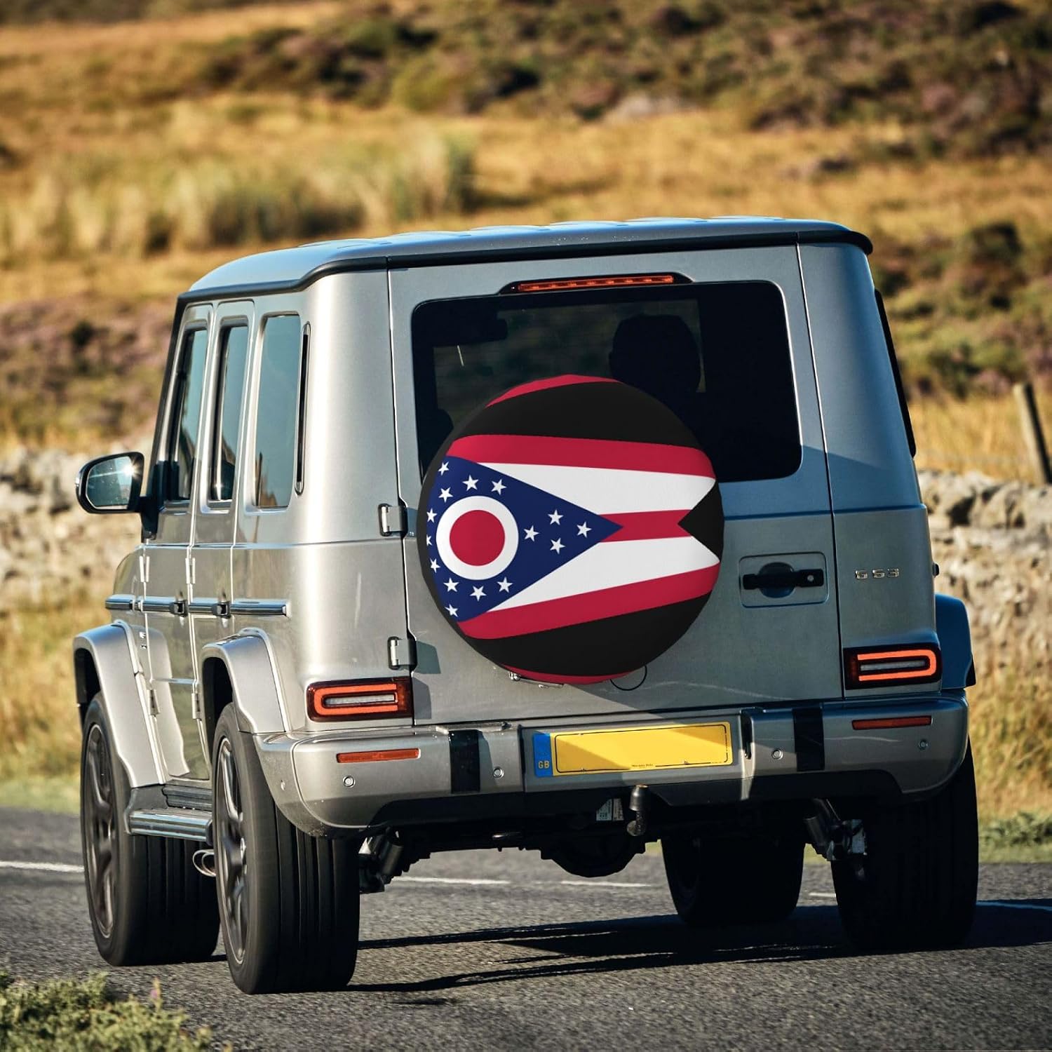 Ohio State Flag Print Universal Spare Tire Cover for RV, Jeep | Wheel Protector Fits Rv, Trailer, Jeep, Shield Tires From Sun, Dirt And Rain For Outdoor Storage