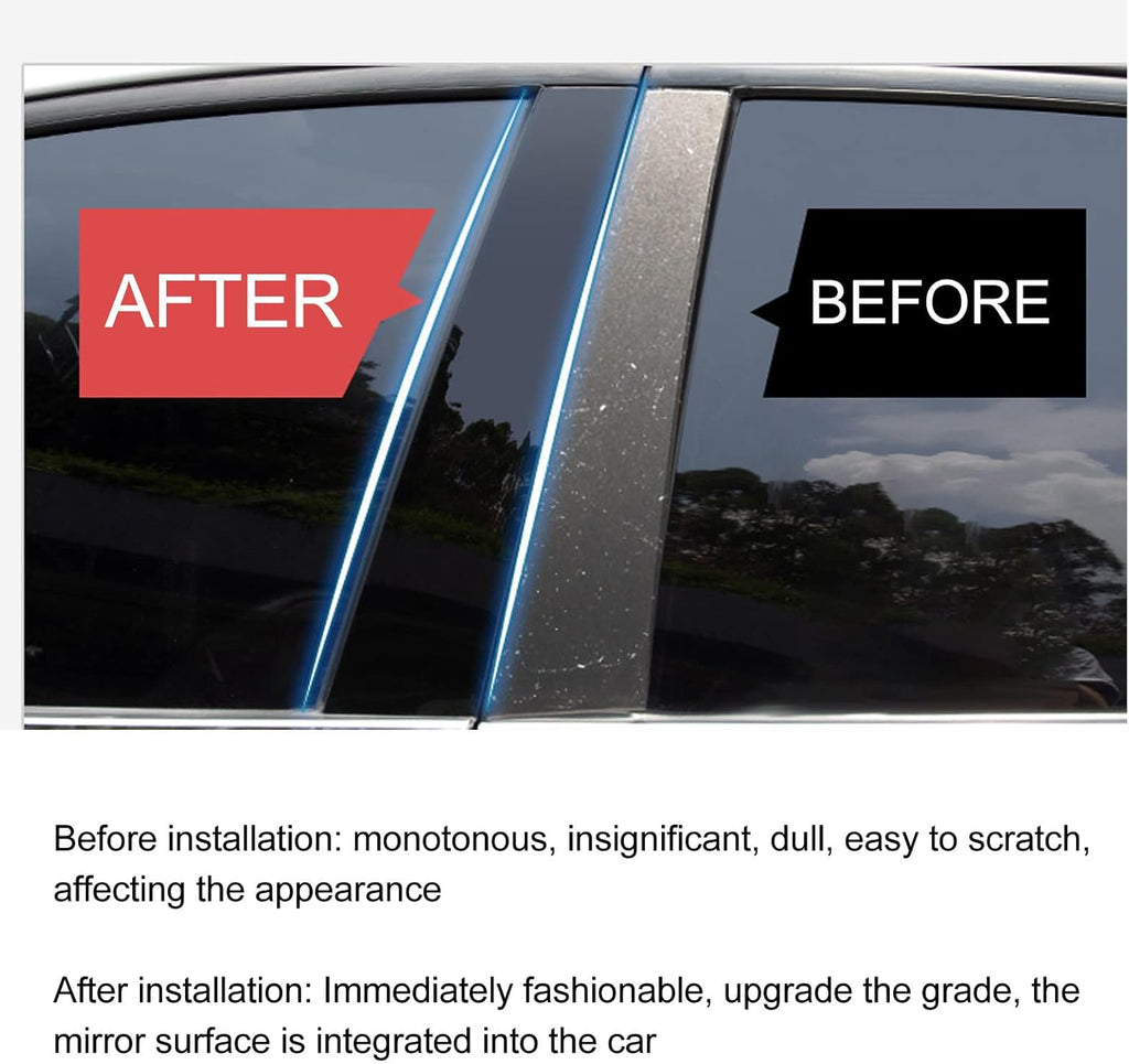 6 Pcs Side Door Window Cover Trim,Glossy Black Pillar Posts Decal Sticker for Civic Sedan 10th Gen 2016‑2021
