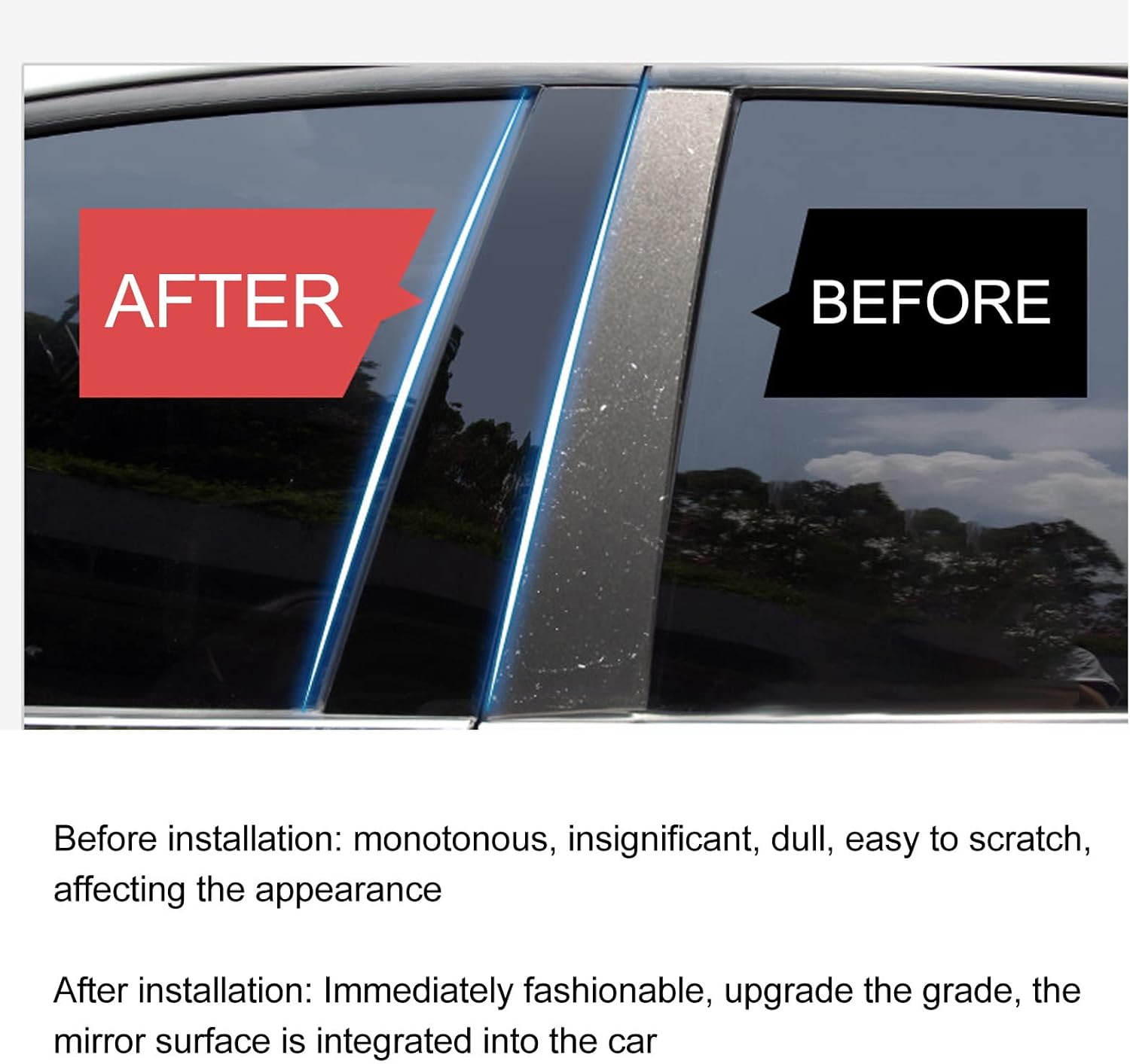 6 Pcs Side Door Window Cover Trim,Glossy Black Pillar Posts Decal Sticker for Civic Sedan 10th Gen 2016‑2021