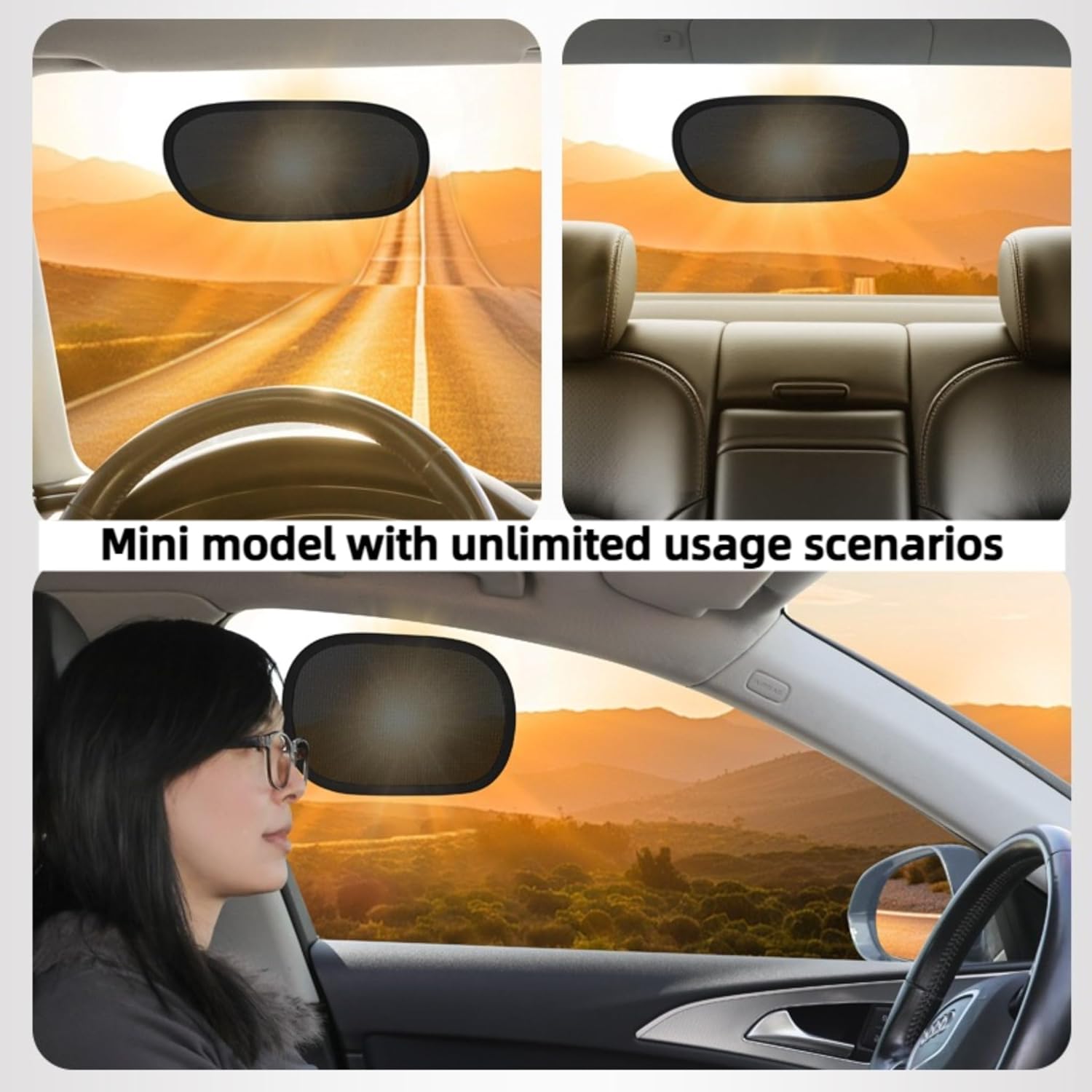 2-Pack Mini Car Window Shade - Static Cling Sunshade Film for Driver Side - Reusable No Trace Glare Blocker - Safe Driving Auto Accessories for Summer, Windshield Sun Shade