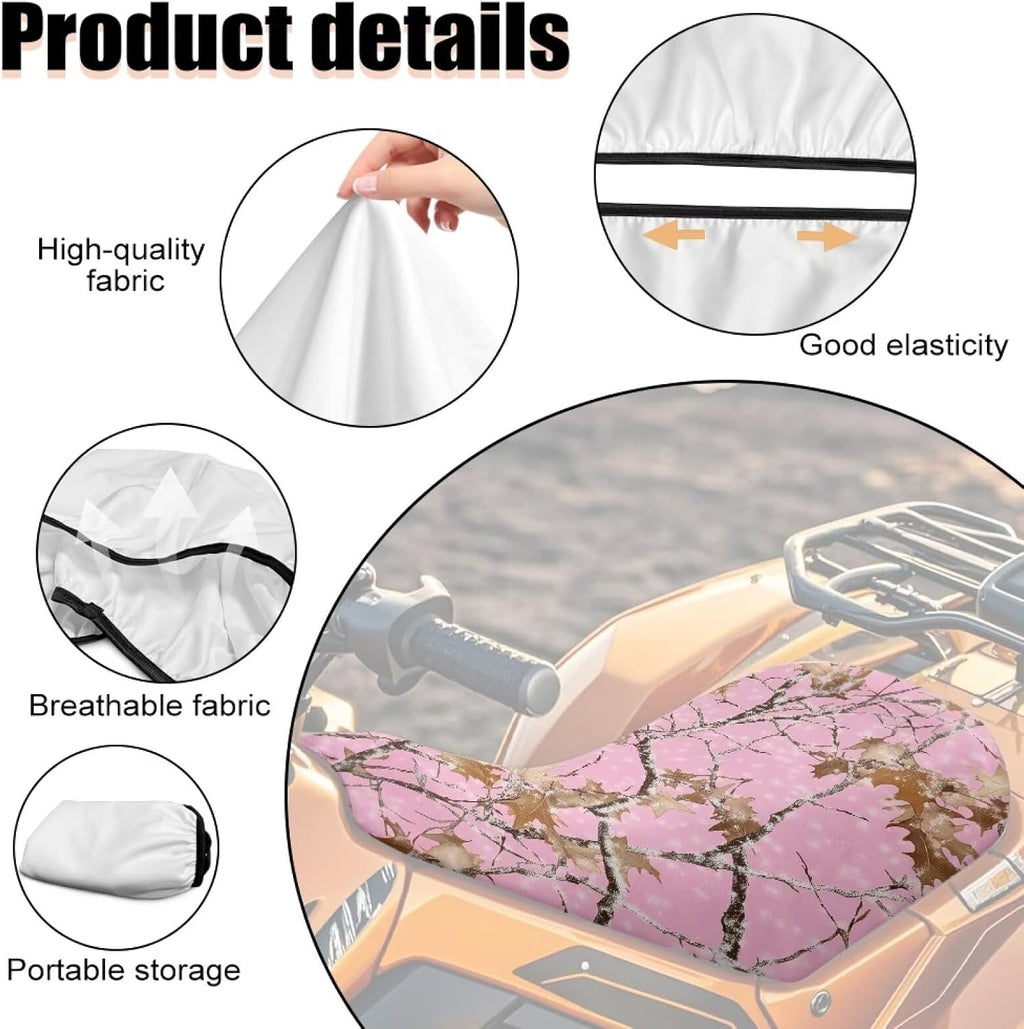 Pink Camo ATV Seat Cover Non-Slip Comfortable 4-Wheeler Seat Covers ATV Accessories for Polaris Sportsman 570 450 850, Polaris Scrambler 400 500 850 1000, Honda Rancher 420