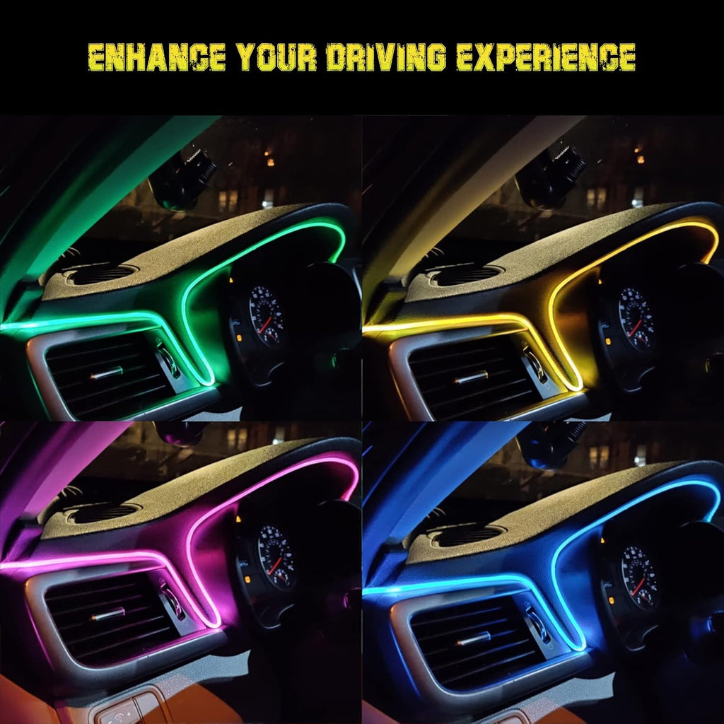 Jushope Interior Car LED Strip Lights, RGB USB Car Ambient Lighting with Wireless APP & Remote Control, Car Accessories Fiber Optifc Lights Sync to Music (2 LED/157 inches)