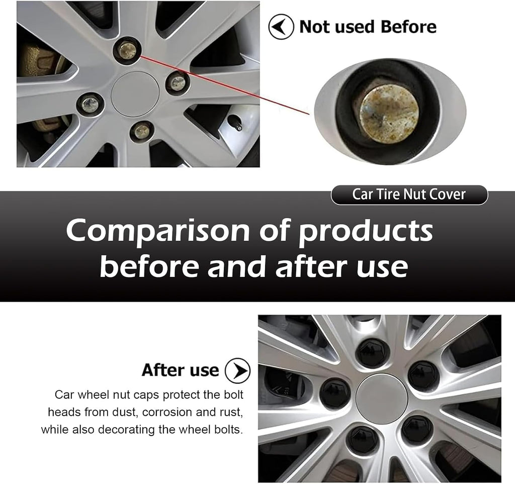 20 PCS Tire Lug Nut Covers, 21MM Hexagonal Wheel Lug Nut Caps with Removal Tool, Dustproof Wheel Center Nut Caps, Suitable for Most Cars (Black #21MM)