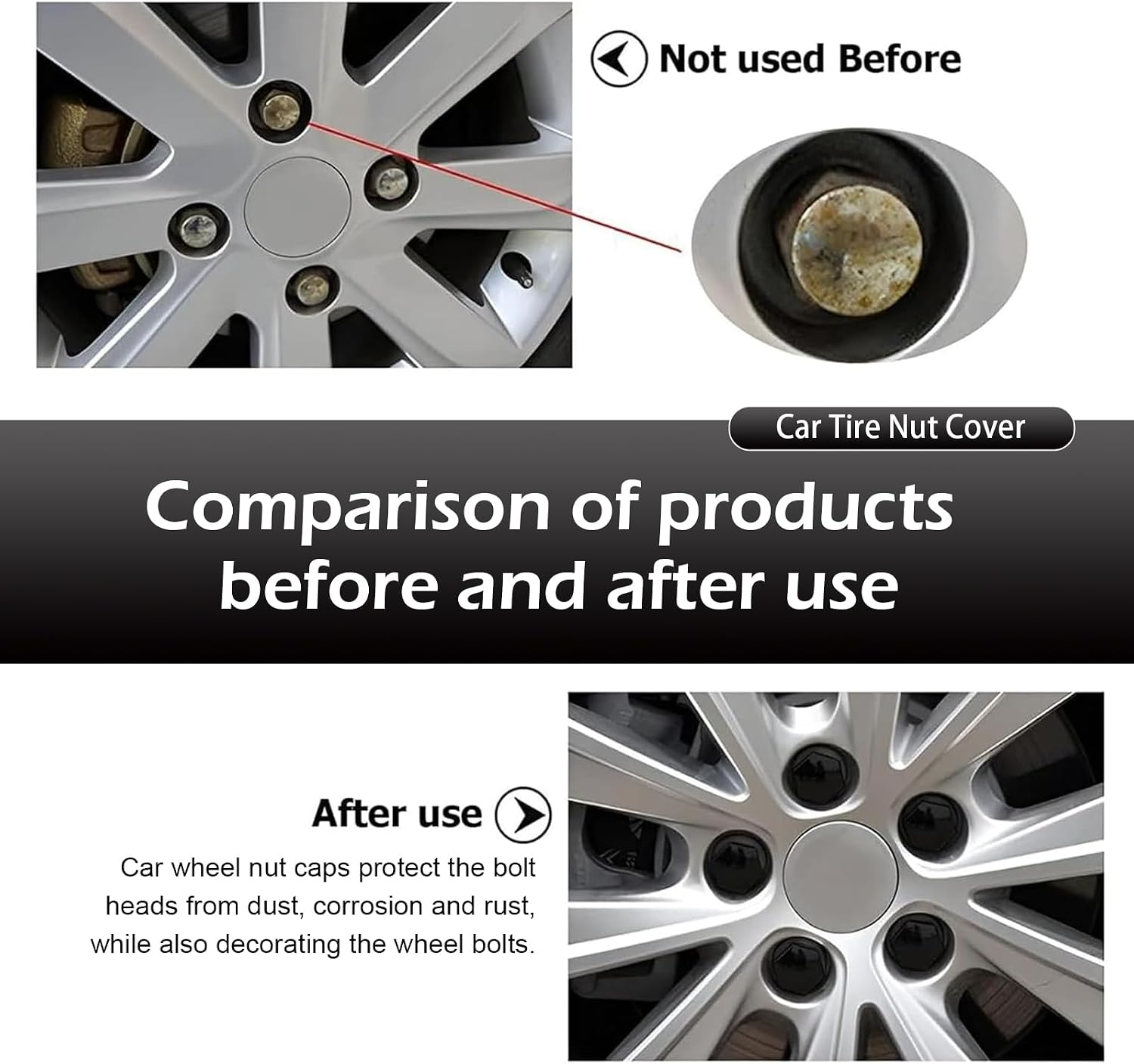 20 PCS Tire Lug Nut Covers, 21MM Hexagonal Wheel Lug Nut Caps with Removal Tool, Dustproof Wheel Center Nut Caps, Suitable for Most Cars (Black #21MM)