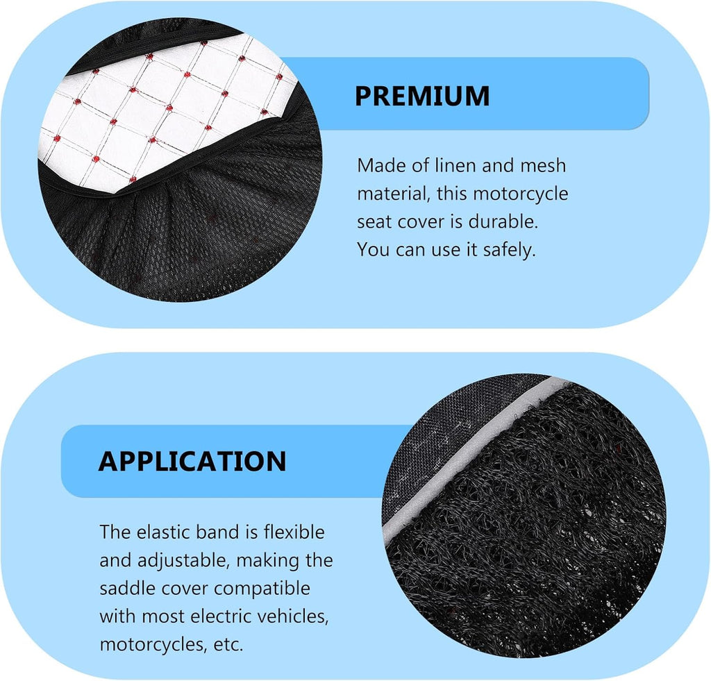 Motorcycle Scooter Moped Seat Cover Cushion Large Red Mesh Fabric Anti-Slip Breathable Protector Universal Four Seasons Seat Pad Random Color