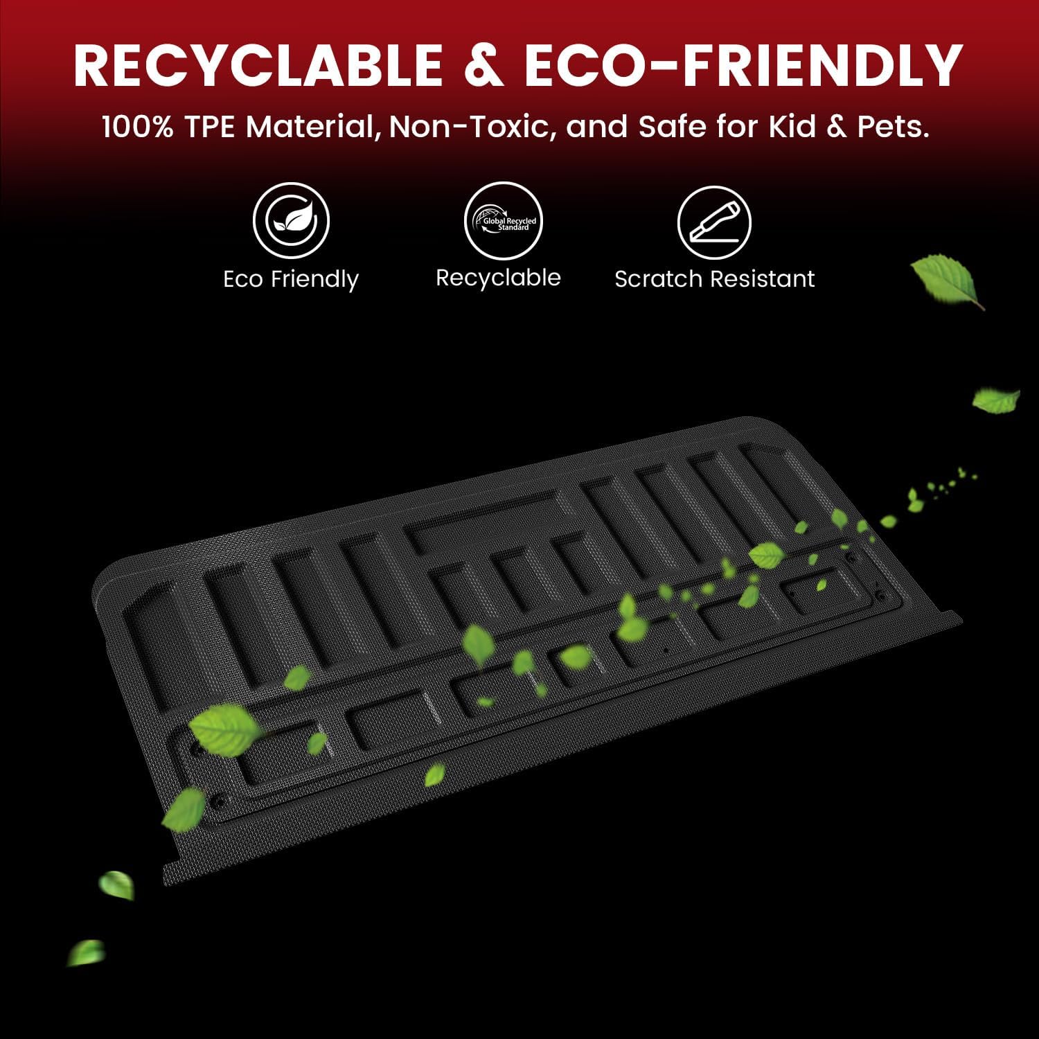LASFIT Tailgate Mat for Ford Ranger 2023 2022 2021 2020 2019 Truck Tailgate Liner All Weather Protector TPE Easy Clean Tailgate Cover