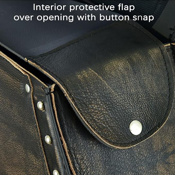 Dream Apparel Naked Cowhide Leather Motorcycle Saddle Bags Studded Throw Over - Image 7