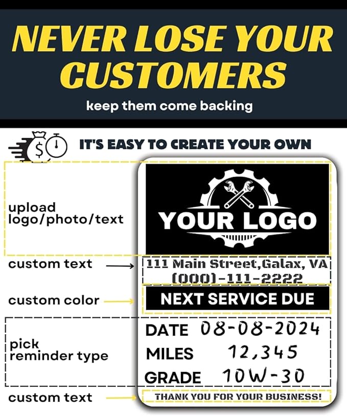 Oil Change Stickers for Windshield Personalized - Image 4