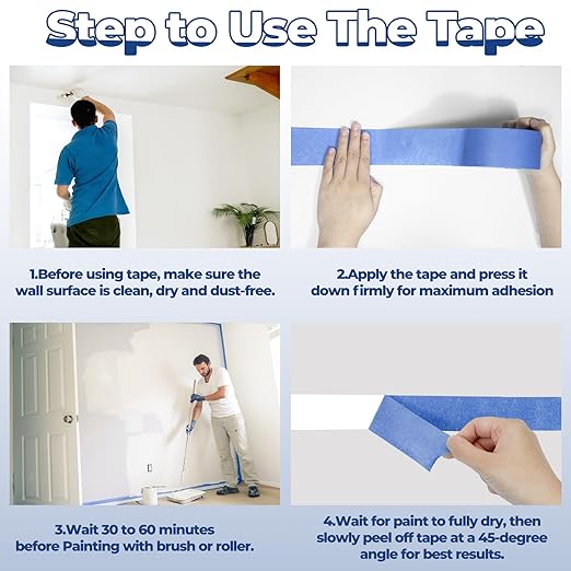 10 Rolls Blue Painters Tape 2 Inch, Bulk Masking Master Tape 60 Yards, Wall