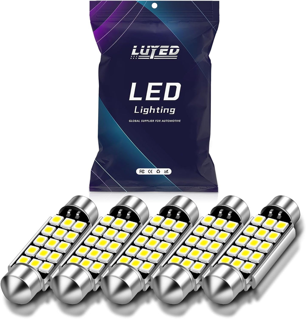 569 578 211-2 212-2 LED Dome Light Bulbs 360 Lumens Super Bright 2835 15-EX Chipsets Used For Dome Interior Map Lights, Xenon White, Pack of 5