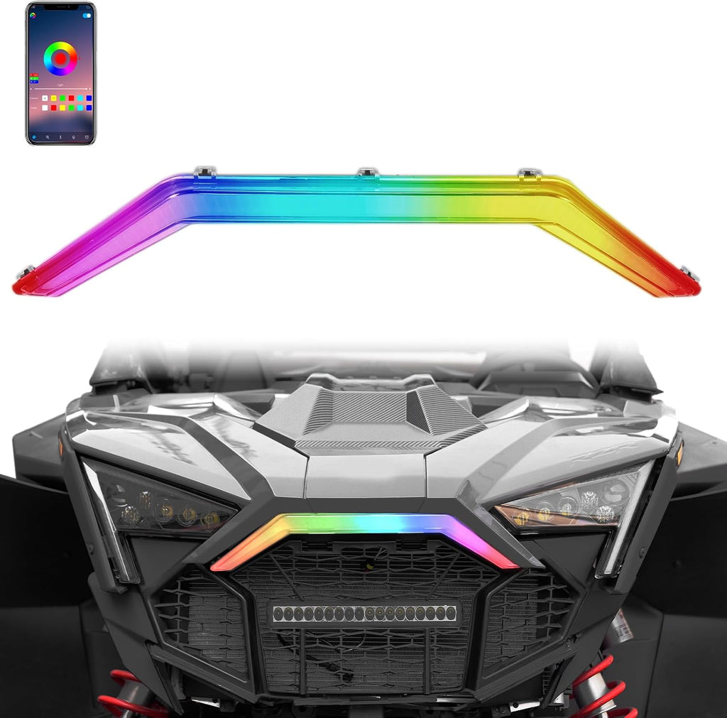 A & UTV PRO Fang Accent Chasing Color Light with RGB for 2020-2024 RZR PRO XP, APP Control LED Signature Center Grill Light for Polaris RZR PRO XP 4/ RZR PRO R/RZR Turbo R Accessories, Replace 2884346