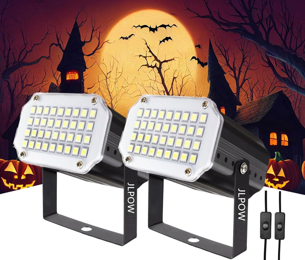 [2-Pack] JLPOW Halloween Mini White Strobe Light, Super Bright 36 LED Strobe ...