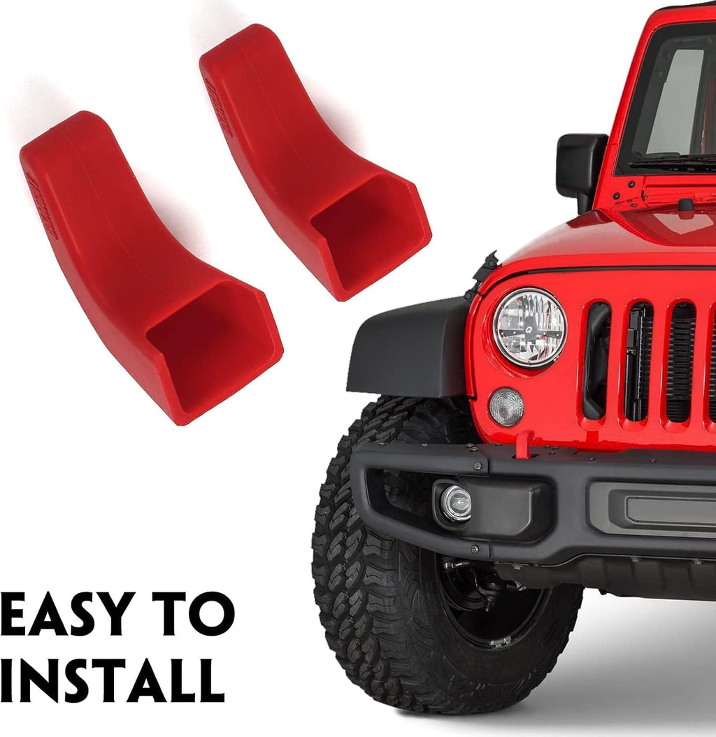 Upgrade Tow Hook Covers for Jeep Wrangler JK JL Gladiator TJ 07-22 | Factory Red Recovery Hook Protector Jeep Wrangler Accessories