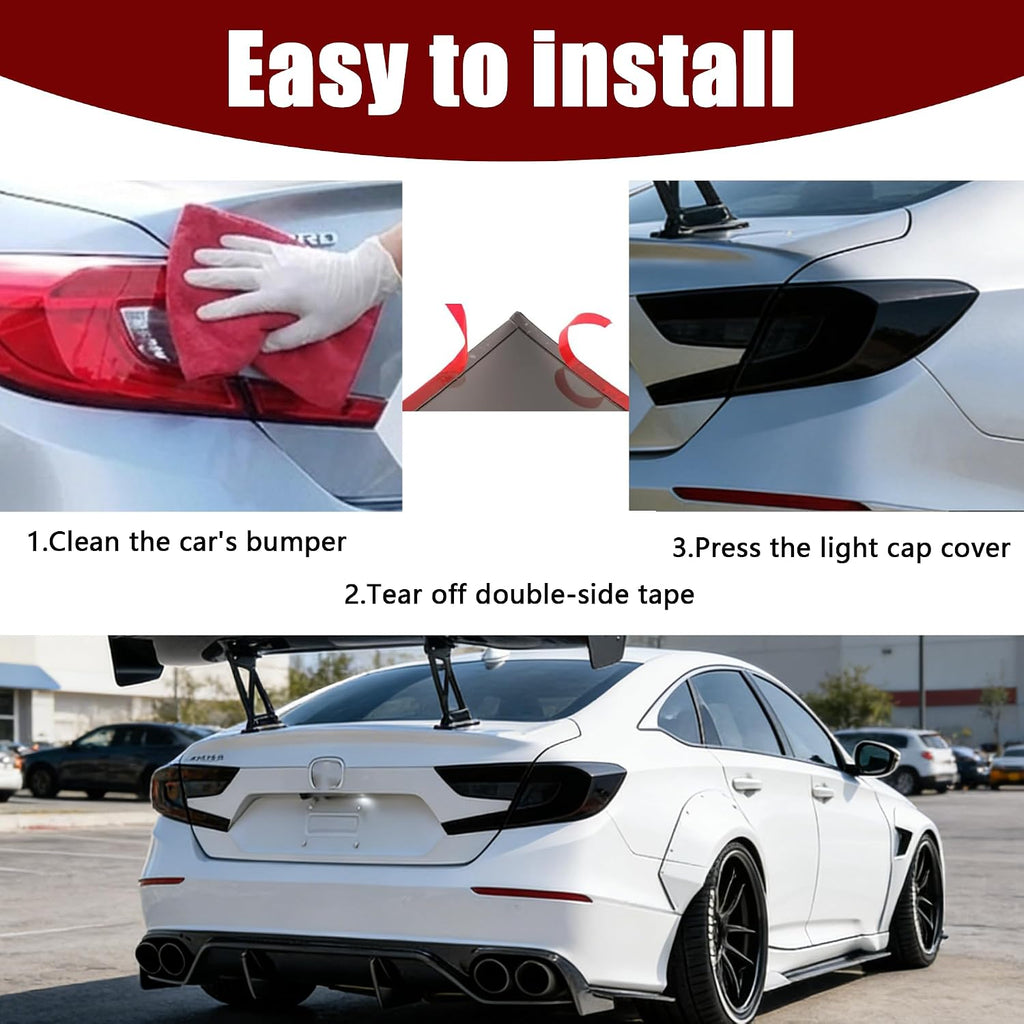 Tail Light Covers Guards Fit for Honda Accord 10th Gen 2018-2022 Accessories EX/EX-L/LX/Sport/Touring, Smoked Black Rear Light Protective Cover Guards Trim Set Exterior