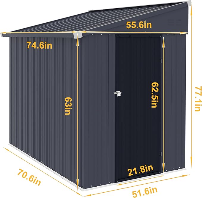 BlueWish 4'x6' Storage Shed, Lean-to Outdoor Storage Shed - Image 8