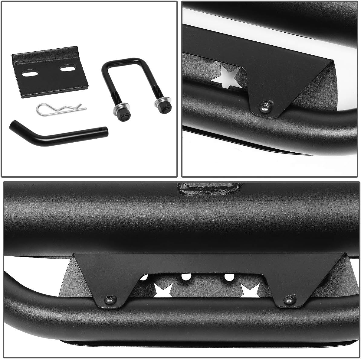Auto Dynasty Universal 36 Inches Black Powdercoated Steel 2-Stage Tow Hitch Step Bar Board for 2 Inches Receiver Pickup Truck SUV Trailer
