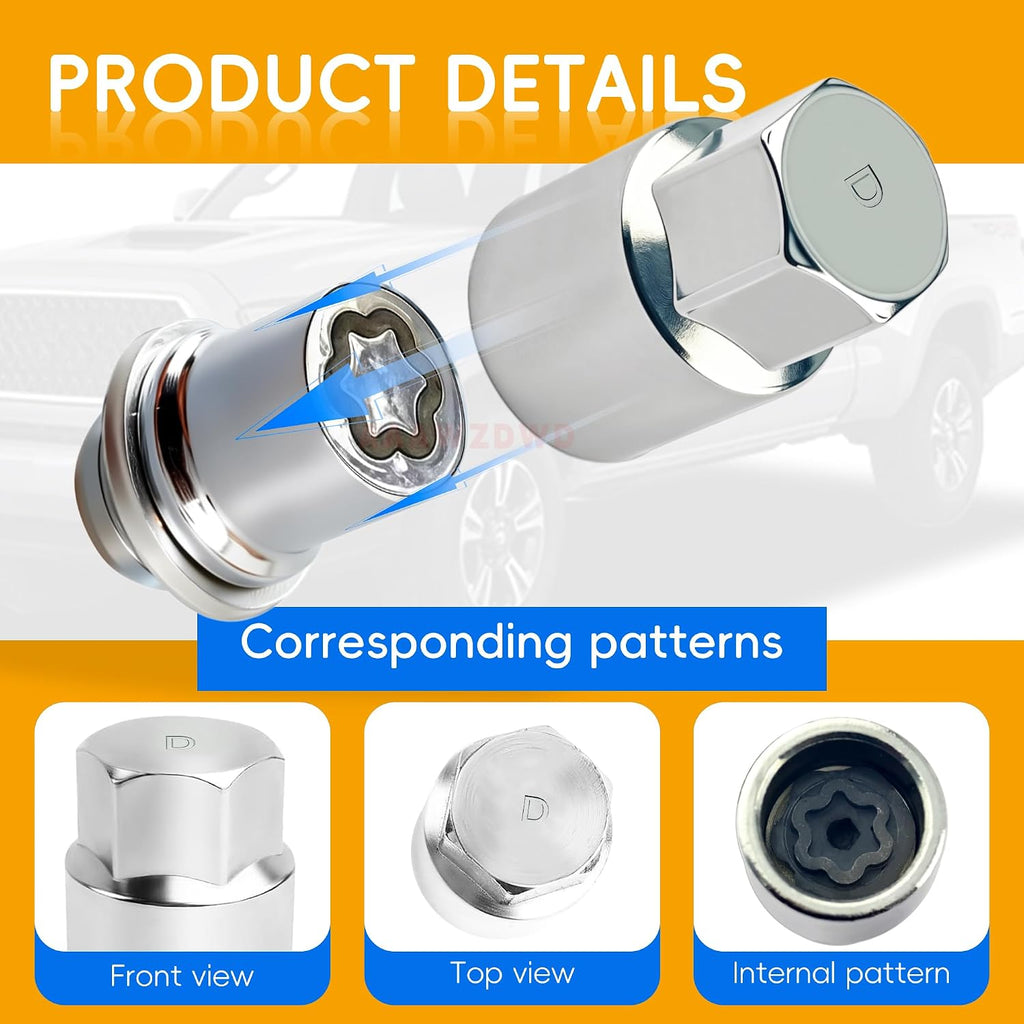 #D Compatible with Lexus Tacoma Toyota Wheel Lock Key D Tire Lock Key Tool | Replacement For Corolla Camry Highlander Rav4 Wheel Locking Nut Key D