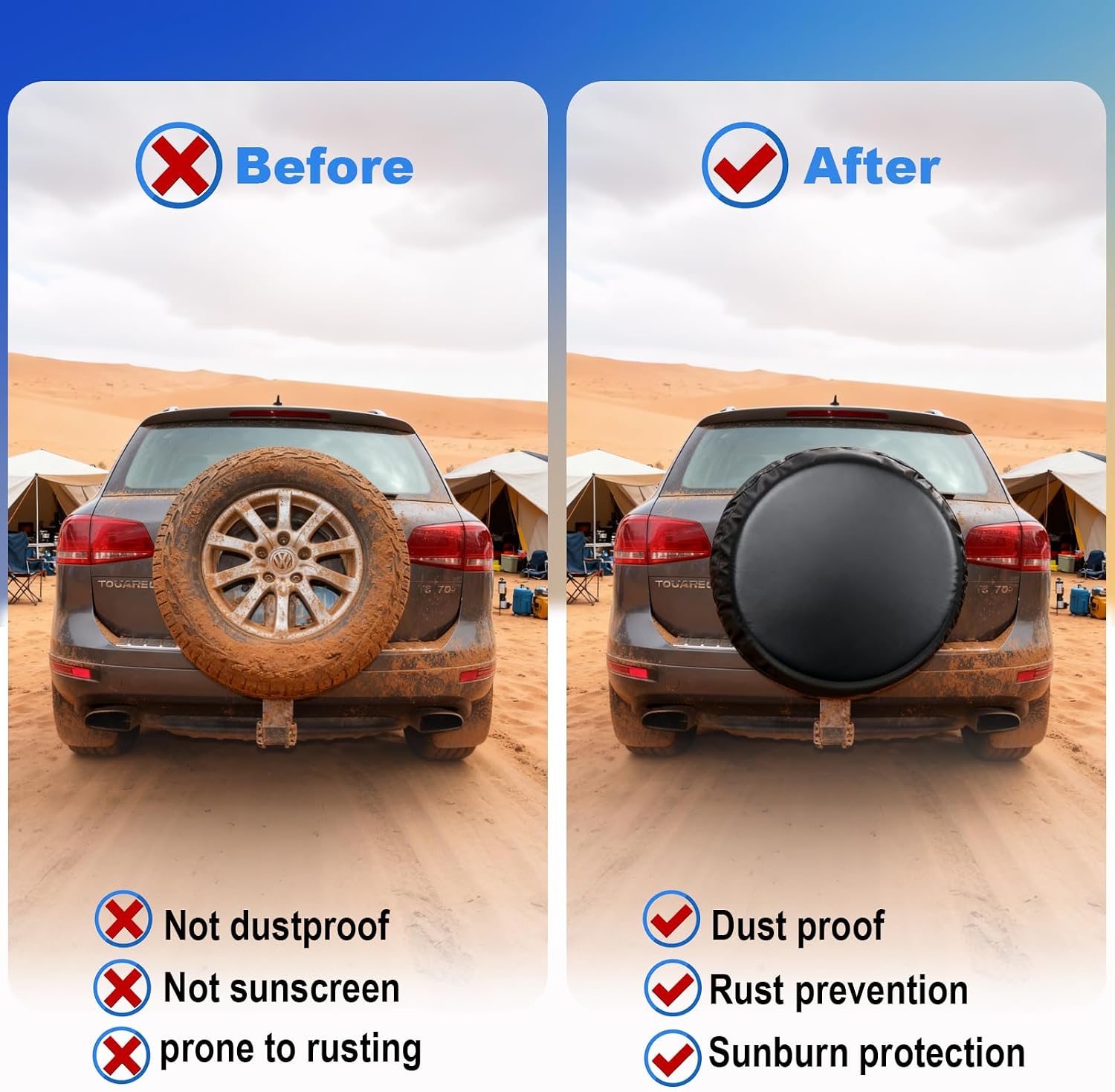 Spare Tire Cover,Waterproof Dust-Proof PVC Leather Tire Covers for Car,Truck,RV,SUV,Camper Trailer Universal,Tough Tire Wheel Soft Cover, Black(for Overall Wheel Diameter 27-29 inch)