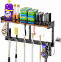 broom holder wall mount with shelf, black, l, main product view