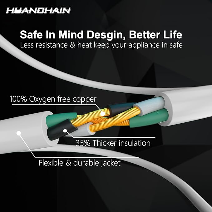 HUANCHAIN Indoor Outdoor White Extension Cord 8 ft Waterproof, 16/3 Gauge - Image 6