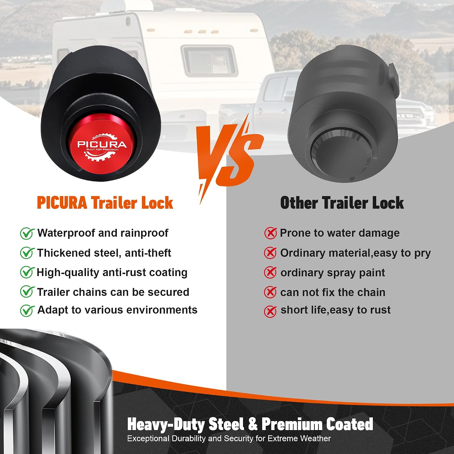 2026 Upgraded Trailer Lock Fits 2-5/16 Inch Coupler, Heavy Duty Trailer Hitch Locks, Anti-Theft Trailer Coupler Lock for RV/Trailer/Cargo/Boat/Camper/Pickup(Red)