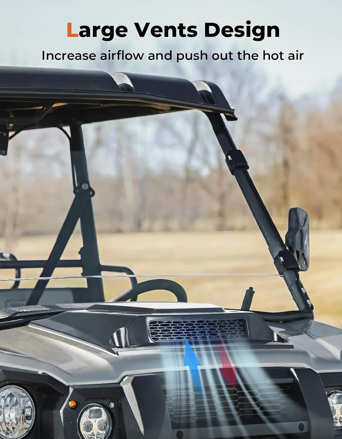KEMIMOTO Hood Scoop Kit Compatible With Kawasaki Mule Pro FXT/DXT/DX/FX 2015-2024, Vented Hood Cover with Mesh Grill for Enhanced Airflow & Engine Cooling