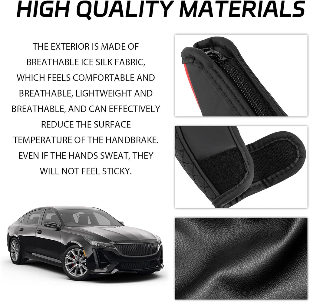 Car Shift Handle Transmission Knob Cover Accessories, Eco-Leather Car Shift Cover, Center Console Magic Tape Gear Lever Protector Universal for Most Cars(Black)