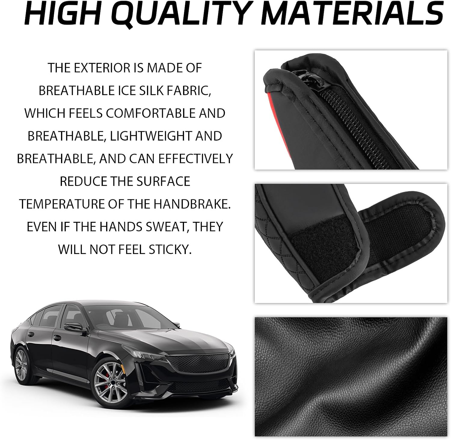 Car Shift Handle Transmission Knob Cover Accessories, Eco-Leather Car Shift Cover, Center Console Magic Tape Gear Lever Protector Universal for Most Cars(Black)