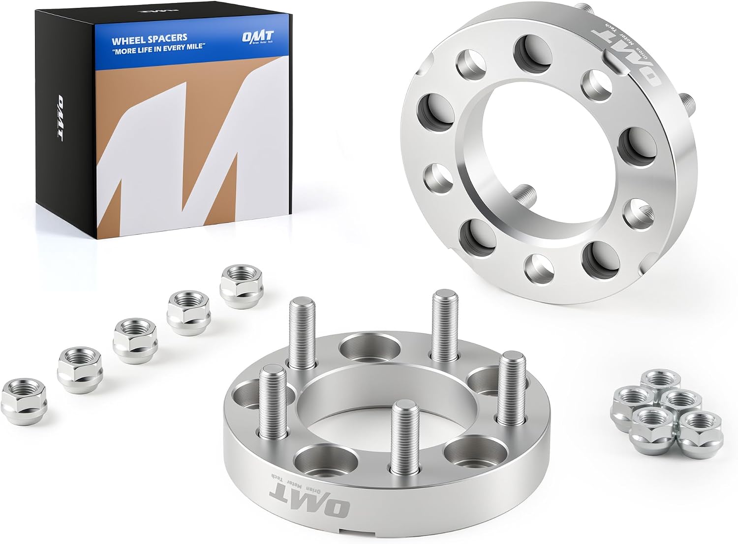 Orion Motor Tech 5x4.5 Wheel Spacers, 1 Inch Spacers with 1/2-20 Studs Compatible with Jeep Wrangler TJ YJ Grand Cherokee Ford Explorer Mustang Ranger, 82.5mm Center Bore Wheel Spacer Kit Set of 2