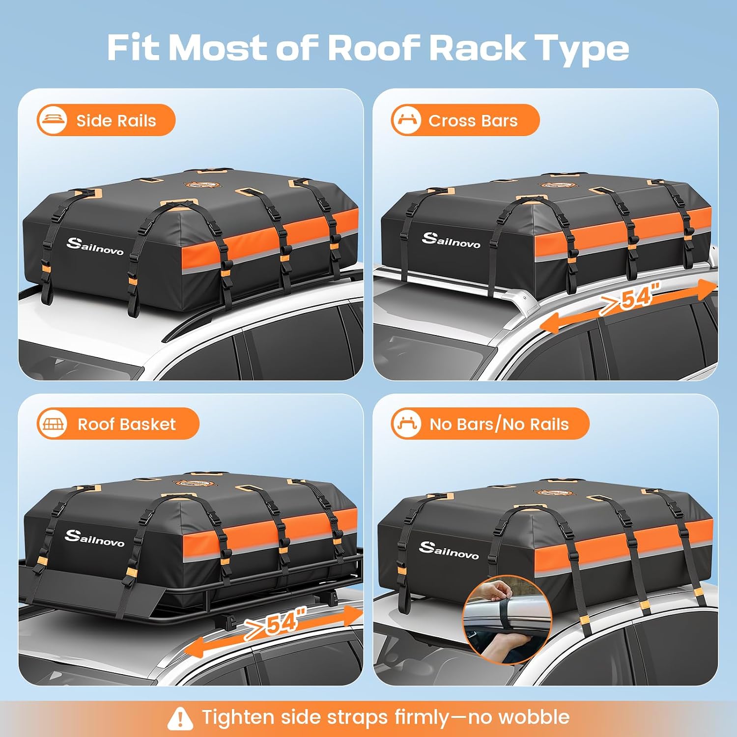 Sailnovo Car Rooftop Cargo Carrier 21 Cubic Feet, Waterproof 1000D PVC Car Roof Bag with Anti-Slip Mat, Combination Lock, Storage Bag, Door Hooks & Tie-Down Strap fit Vehicle with/Without Luggage Rack