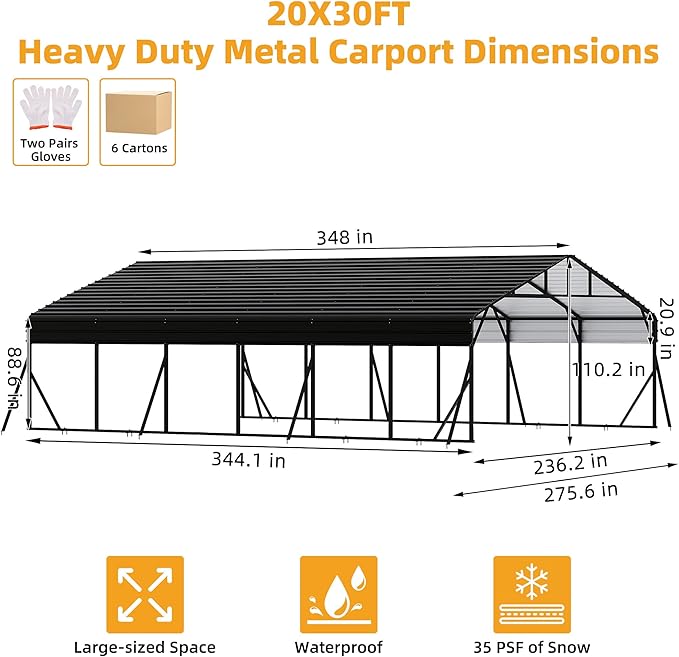 20' x 30' Heavy Duty Metal Carport - Image 2