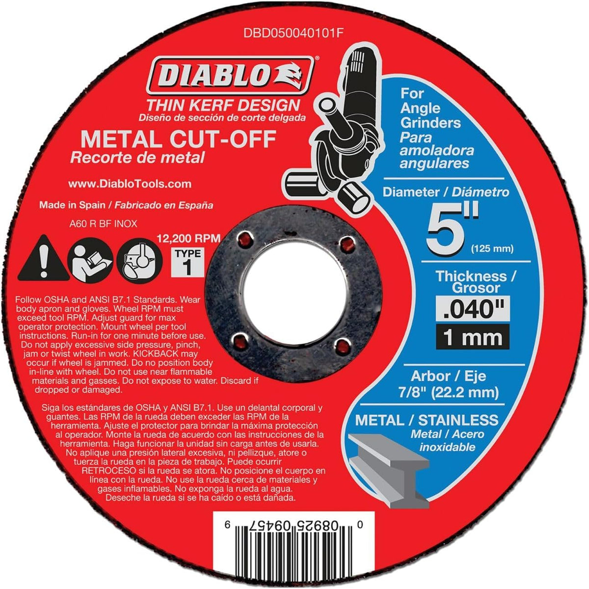 diablo thin kerf metal cut-off discs - 5", main product view