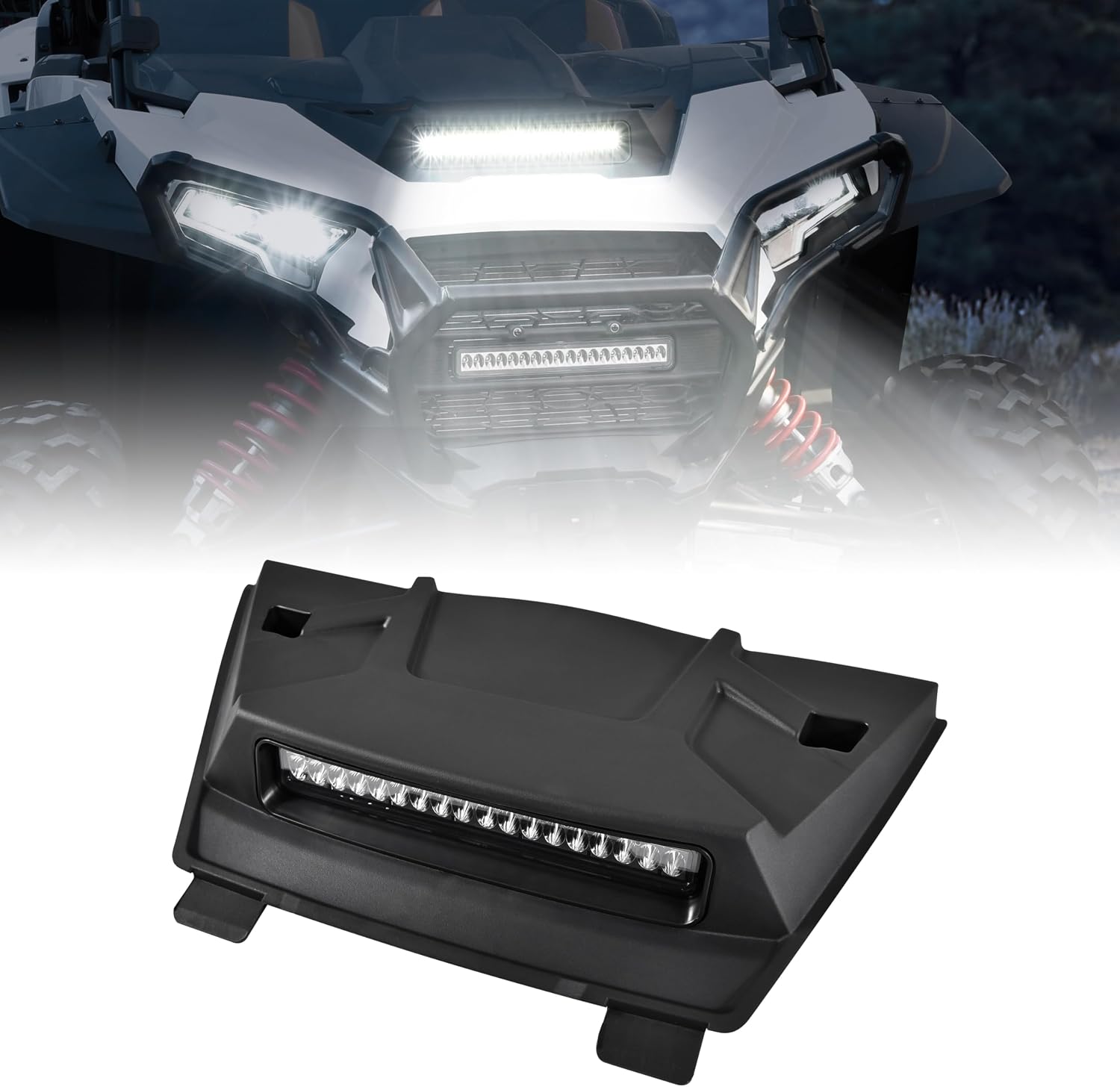 LED Turbo Hood Scoop Compatible with 2024 2025 2026 Polaris RZR XP 1000/ XP 4 1000 Accessories, Sport Hood Scoop Replacement Air Intake Kit PP Material Impact Resistant RZR Hood Accessories