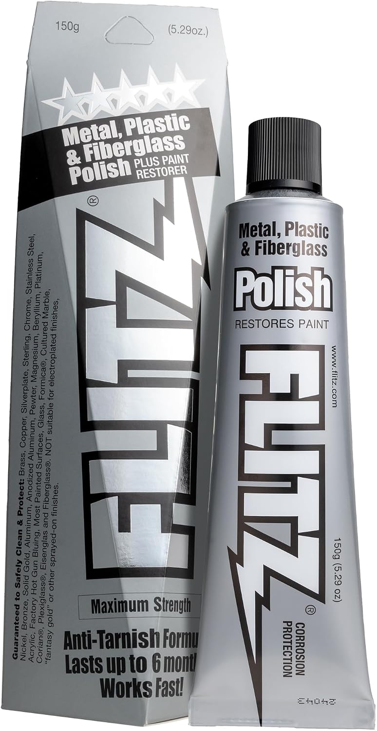 Flitz 5.29oz Metal Polish Paste + 16" x 16" Microfiber Cloth
