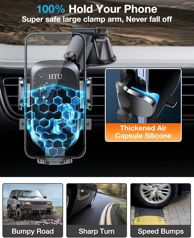 HTU 2025 Upgraded Car Phone Holder 【Safety Certs & No Smell】 Cell Phone Holder - Image 6
