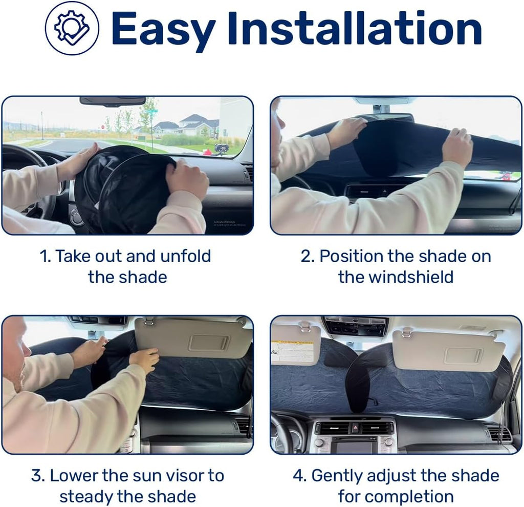 GENANY 2 Piece Funny Cat Windshield Sun Shade for SUV Truck (28x31 Inches), Sun Shade Windshield, Shades for Front Windows, Sunshade for Car Windshield, Protector Blocks UV