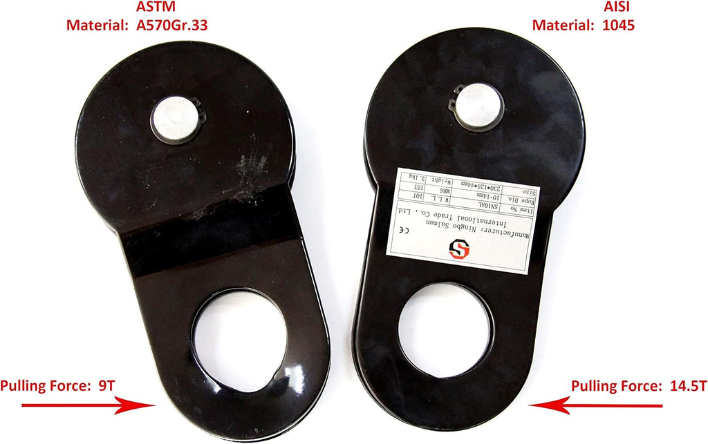 SALMAN 10 Ton Aluminum Wheel Snatch Block Pulley Blocks 22000 LBS Capacity Offroad Recovery Winch Accessory