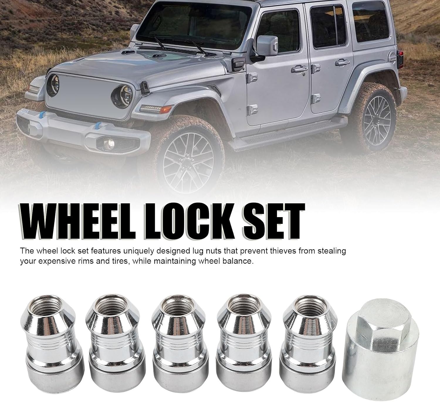 POCREATION Wheel Lock Set 82215711AA Locking Bolts Anti Theft Lug Nuts for JL JT 2018-2025