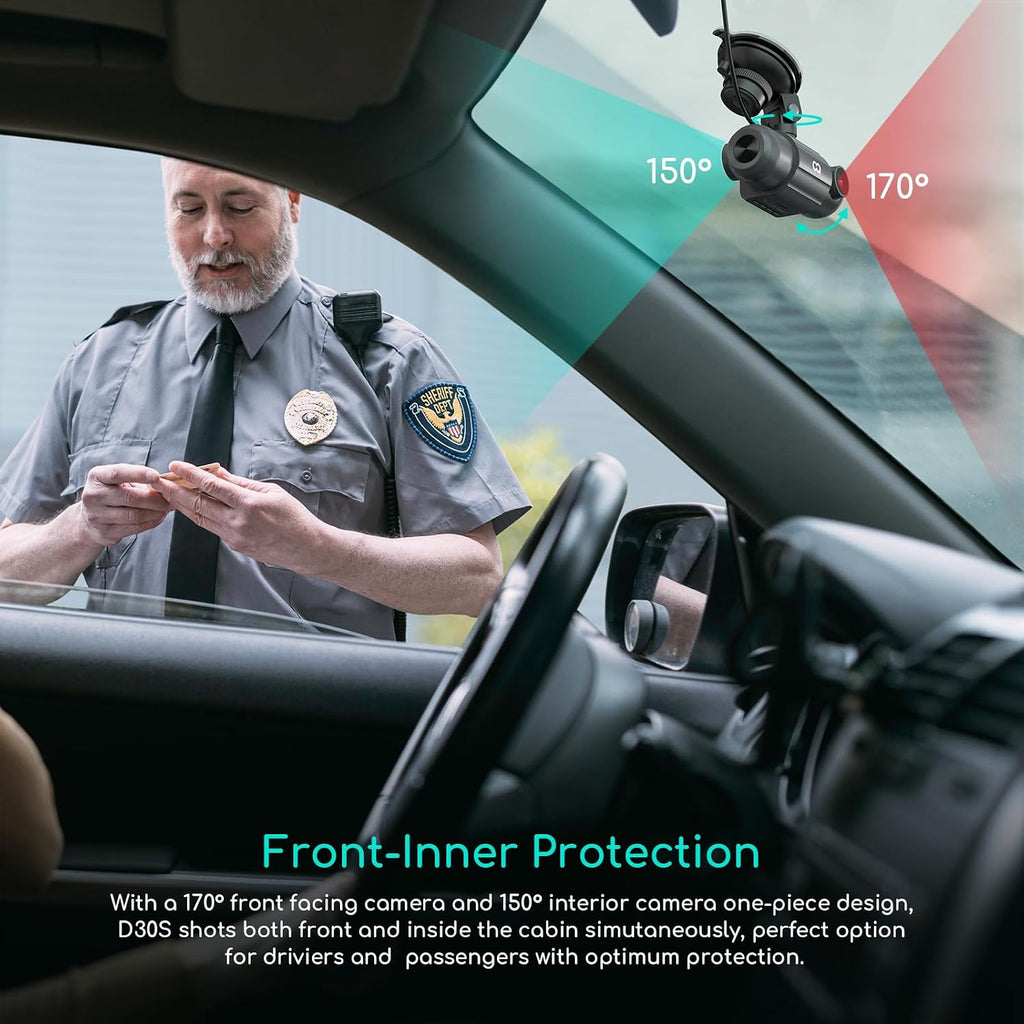 cooau d30s 4k dash cam with gps wi-fi, close-up detail