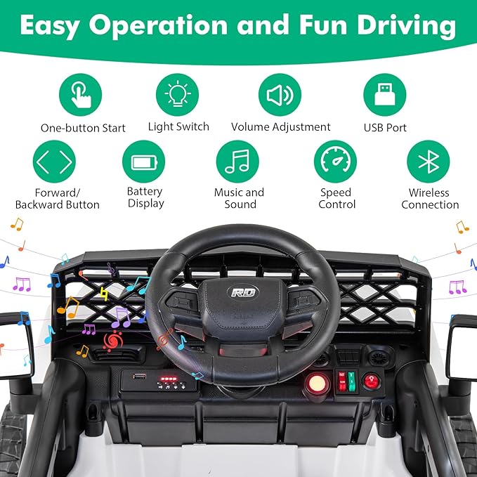 Costzon Kids Ride On Truck, 12V Battery Powered Electric Vehicles w/Remote - Image 3