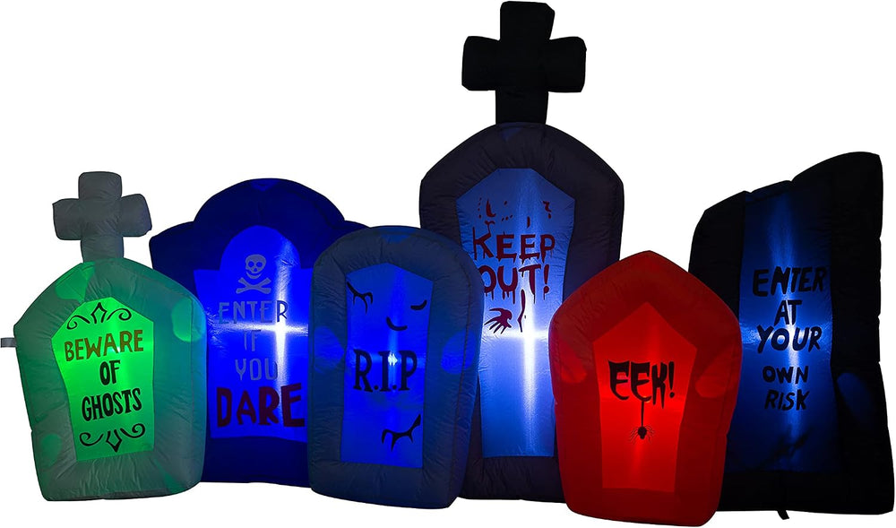 7.5 Foot Long Halloween Inflatable Tombstones Collection with LEDs