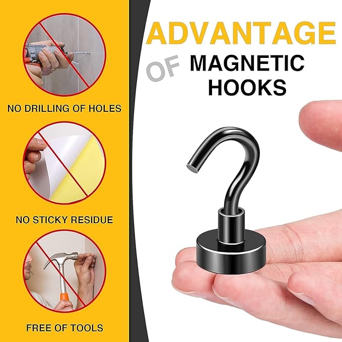 DIYMAG Magnetic Hooks, 30Lbs Strong Heavy Duty Cruise Magnet S-Hooks - Image 5