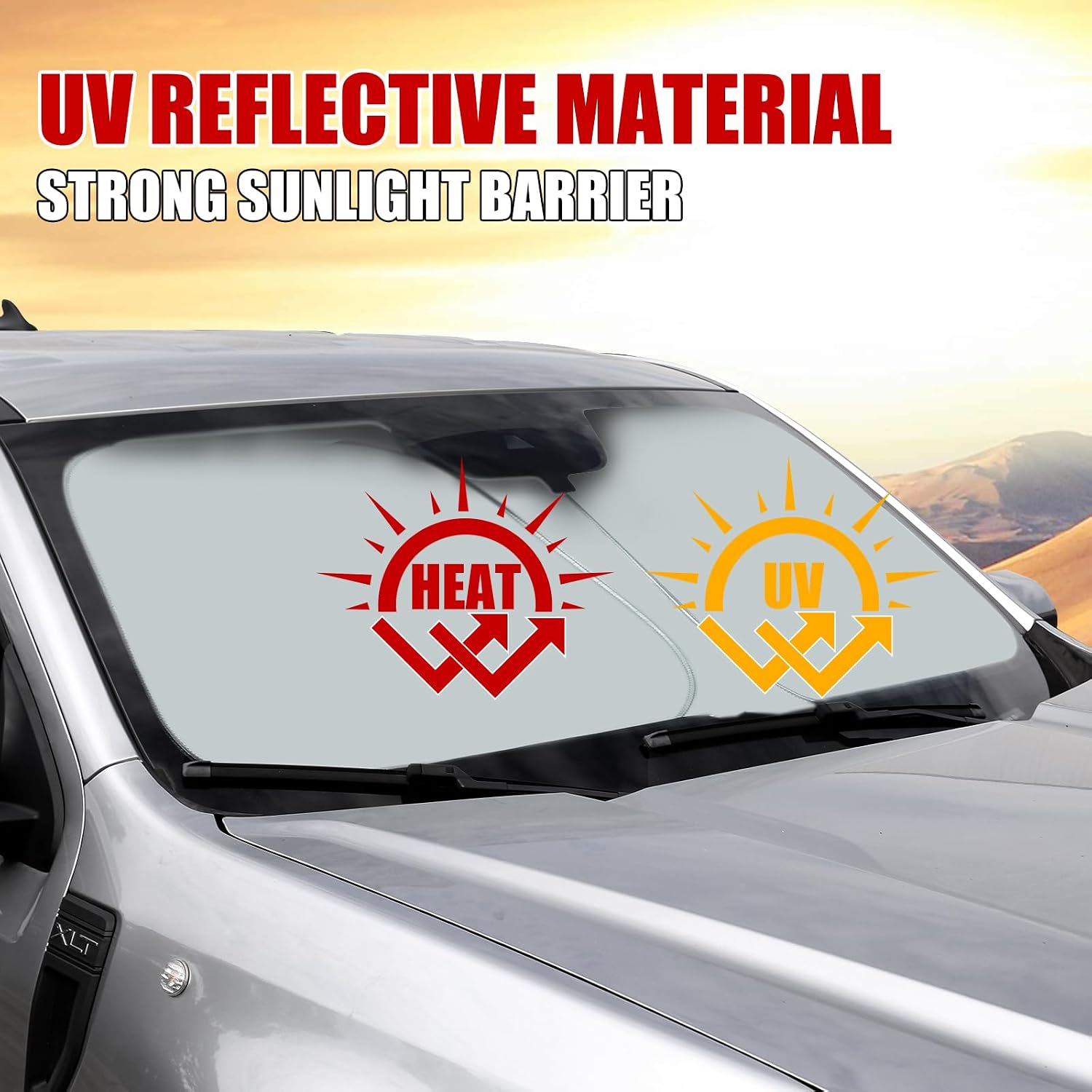 Mabett Windshield Sun Shade for Ford Maverick 2022-2025 2026, Foldable Car Front Window Sunshade, Interior Maverick Accessories for Summer