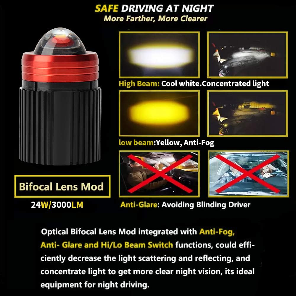opp ulite motorcycle led fog lights 3000k amber shown in use