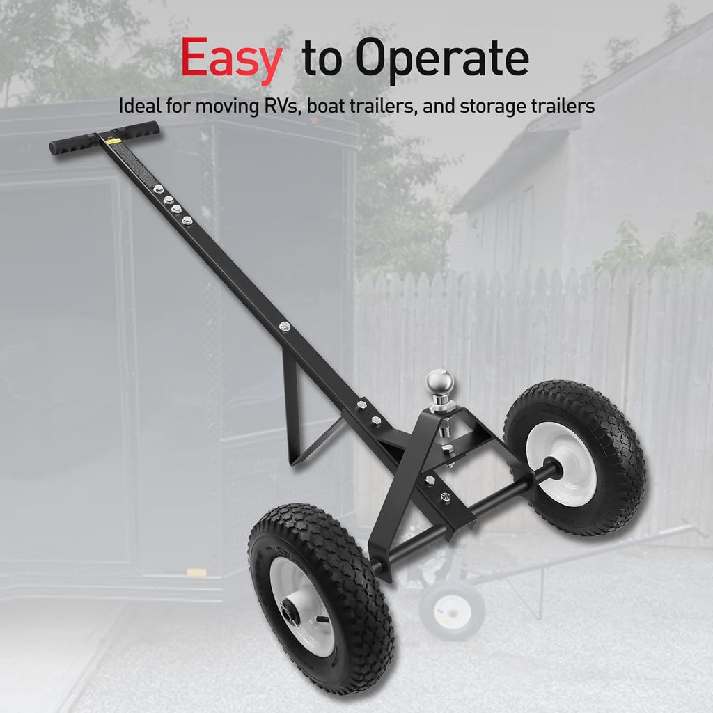Trailer Dolly, 600LBS Capacity, 1-7/8” Hitch Ball with 12” Solid Tires, Trailer Mover Dolly for Moving, Black Powder Coated Steel