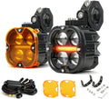 BraveWAY 3 Inch Motorcycle Driving Lights 120W LED Fog Lights with DRL 4 Strobe Modes Amber & White Beams LED Auxiliary Spotlights with Mount Brackets Wire Harness for Motorcycle ATV Night Riding UTV