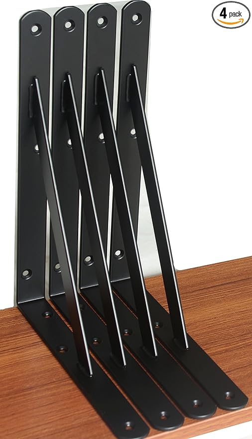4 Pack L11 x H 8" Black Heavy Duty Shelf Brackets by MHMYDZ