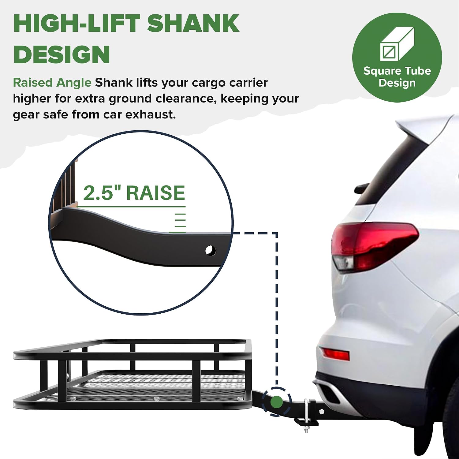 ARKSEN 60 x 23 x 5.5 Inch Hitch Cargo Carrier, 500 Lbs Capacity 2'' Receiver Tow Hitch Luggage Storage Basket for SUV, Pickup Truck & Car Camping Traveling