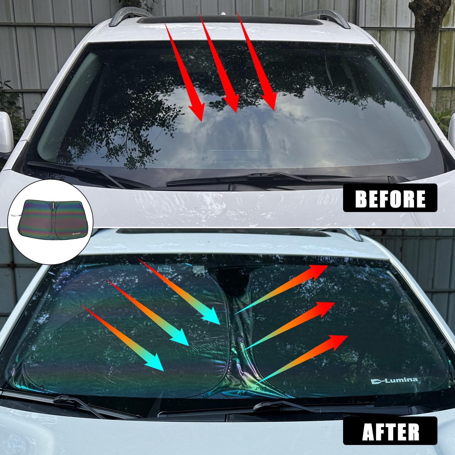 D-Lumina RAV-4 Windshield Sun Shades - Compatible with Toyota RAV4 2019 2020 2021 2022 2023 2024 2025 - Foldable Front Window Sun Protection, Heat Shield, Sunshade, Colourful